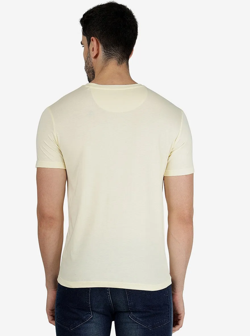Light Yellow Solid Slim Fit T-Shirt | JadeBlue