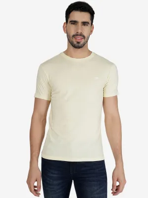 Light Yellow Solid Slim Fit T-Shirt | JadeBlue