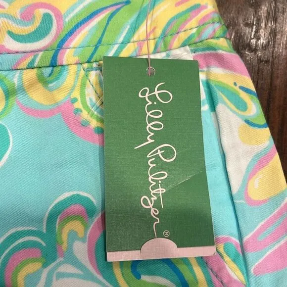 Lilly Pulitzer The Buttercup Short Blue and Green Flower Shorts - Size 000