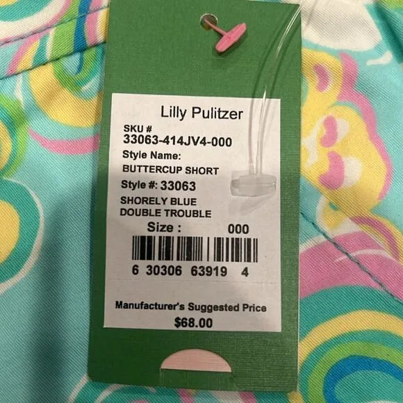 Lilly Pulitzer The Buttercup Short Blue and Green Flower Shorts - Size 000