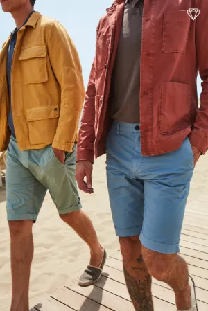 London men's chino bermuda shorts in Pima Cotton Regular fit  ①