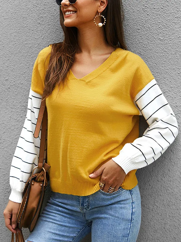 Long Sleeve Sweater Fashion Contrast Sweater