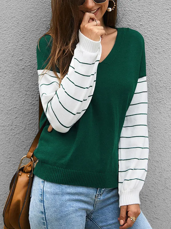 Long Sleeve Sweater Fashion Contrast Sweater