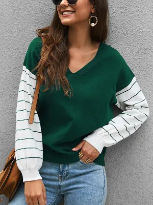 Long Sleeve Sweater Fashion Contrast Sweater
