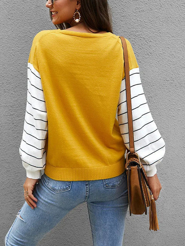 Long Sleeve Sweater Fashion Contrast Sweater