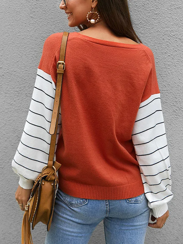 Long Sleeve Sweater Fashion Contrast Sweater
