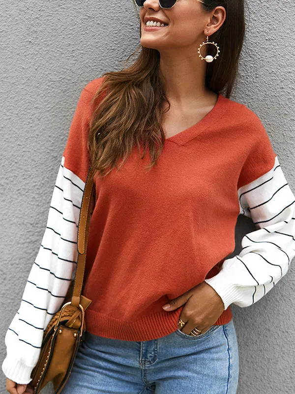 Long Sleeve Sweater Fashion Contrast Sweater