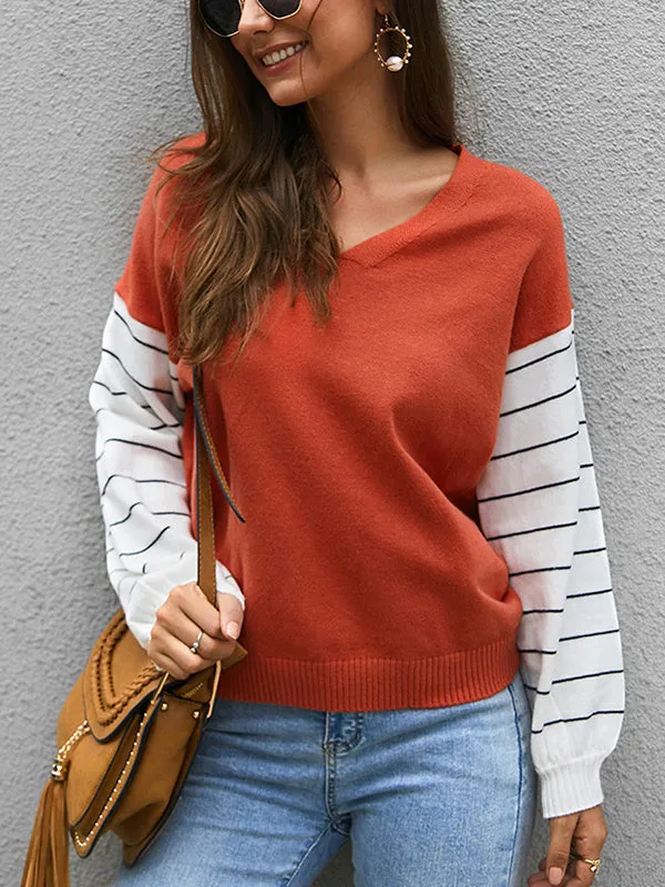 Long Sleeve Sweater Fashion Contrast Sweater