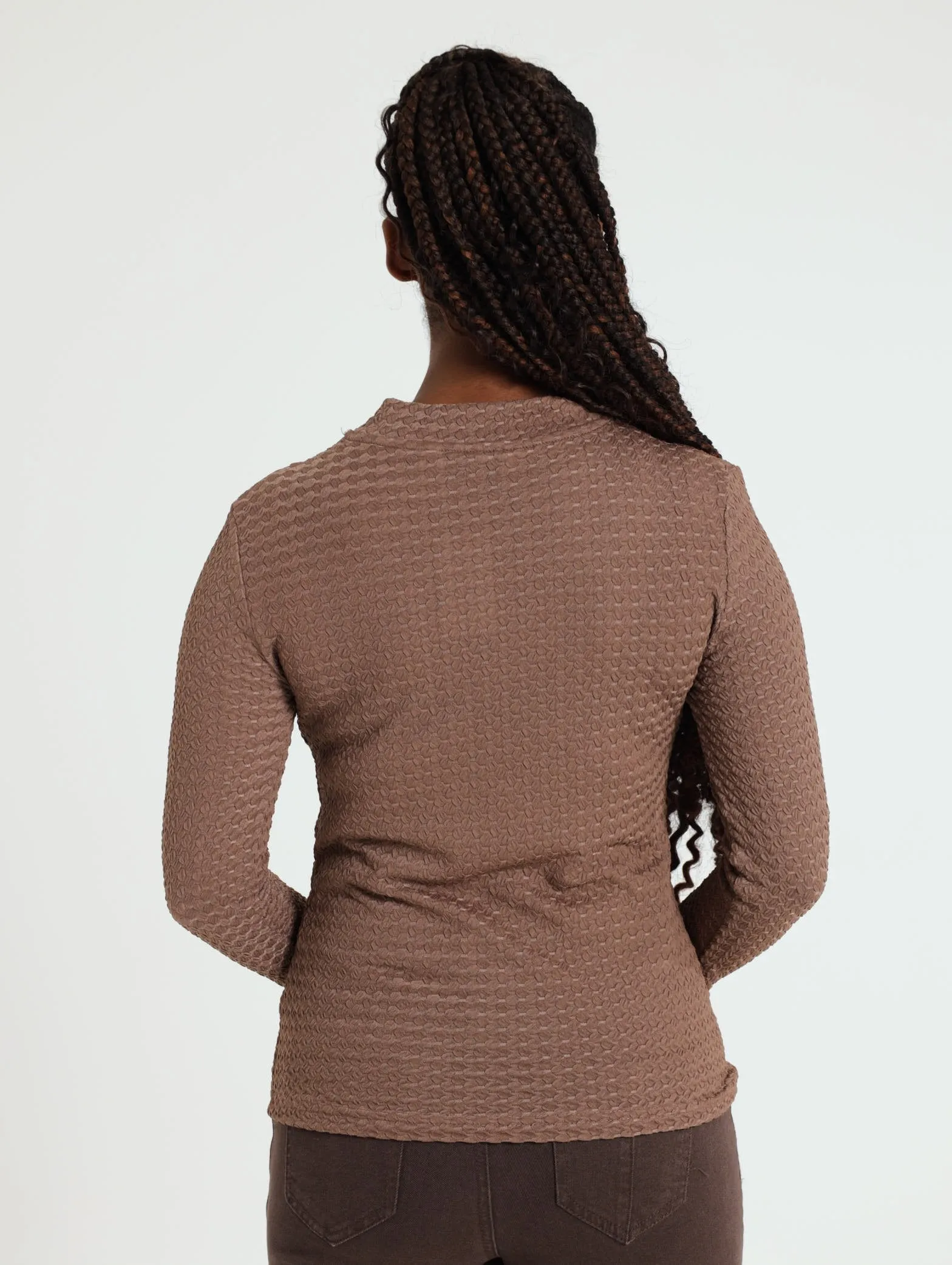 Long Sleeve Textured Top - Natural