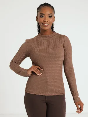 Long Sleeve Textured Top - Natural