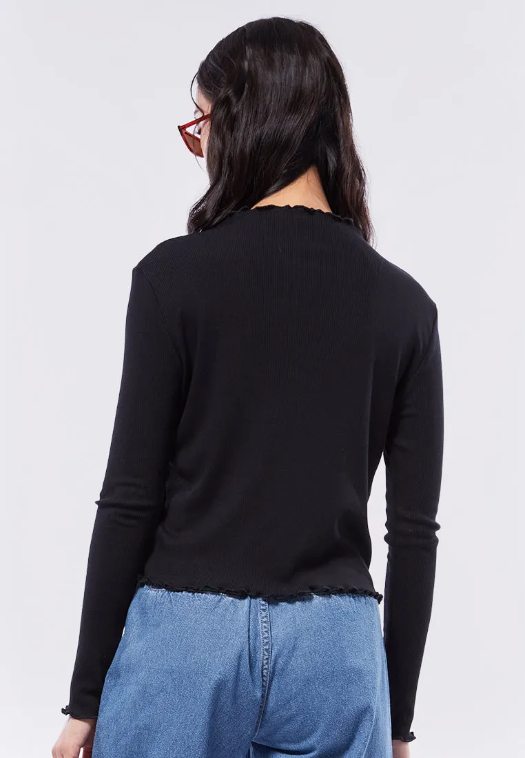 Long Sleeve Top with Lettuce Hem