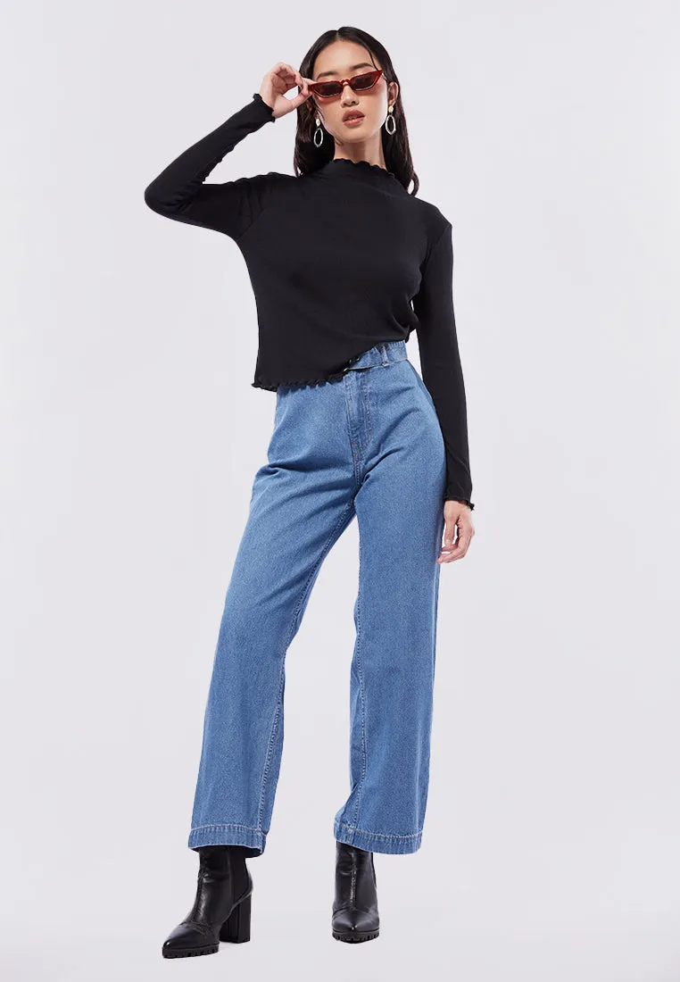 Long Sleeve Top with Lettuce Hem