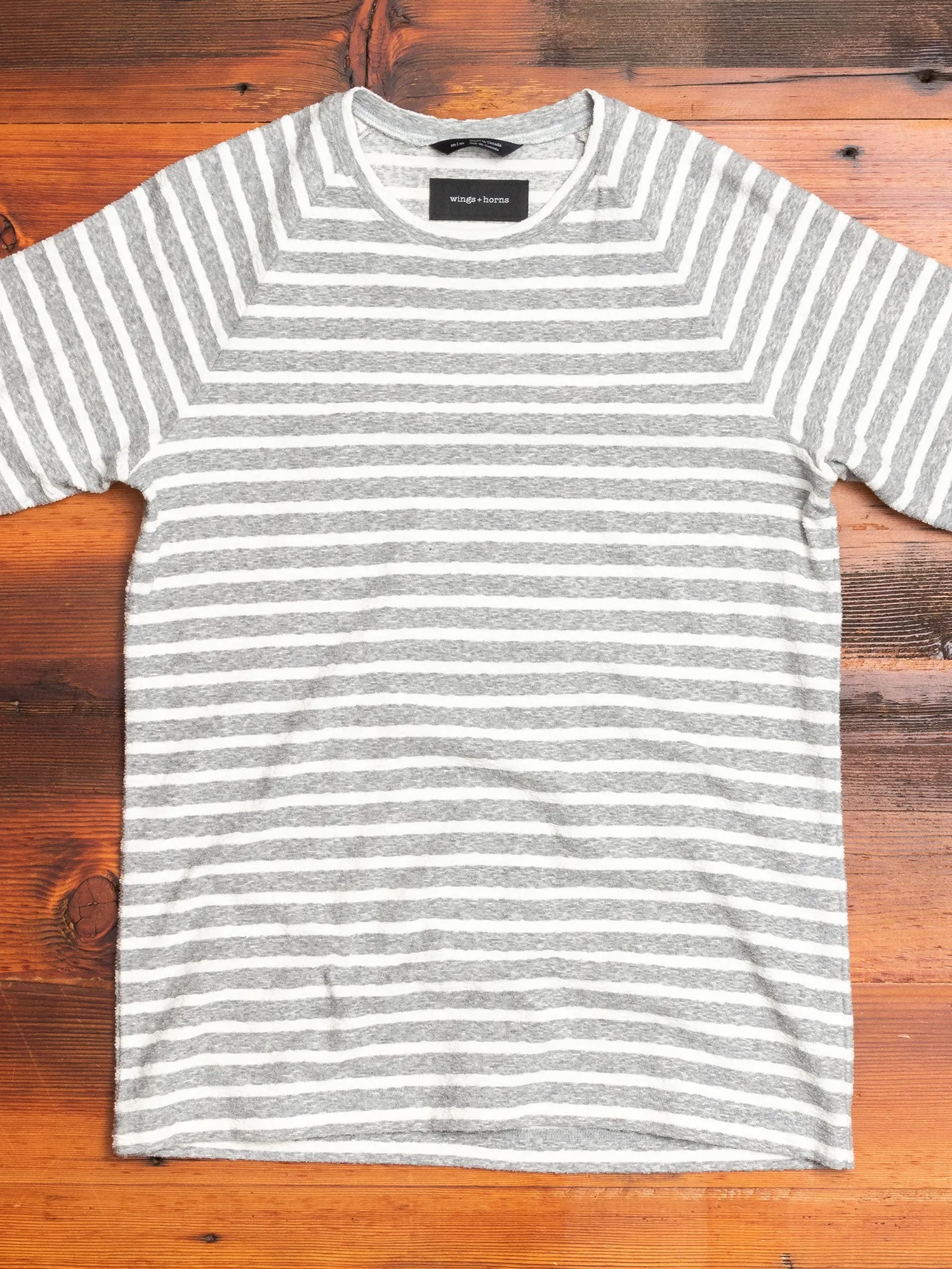 Loop Knit Raglan T-Shirt in Stone Stripe