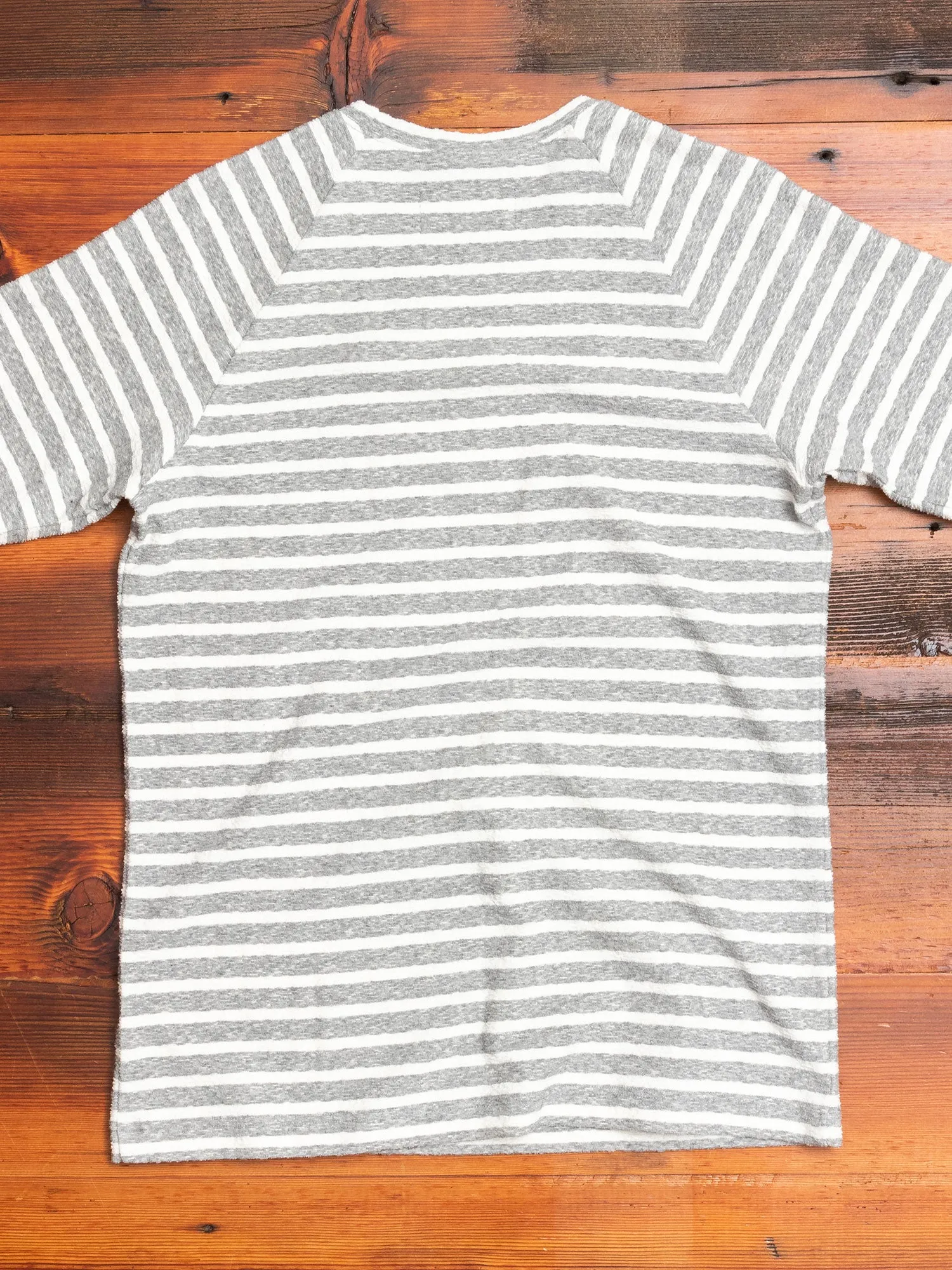 Loop Knit Raglan T-Shirt in Stone Stripe