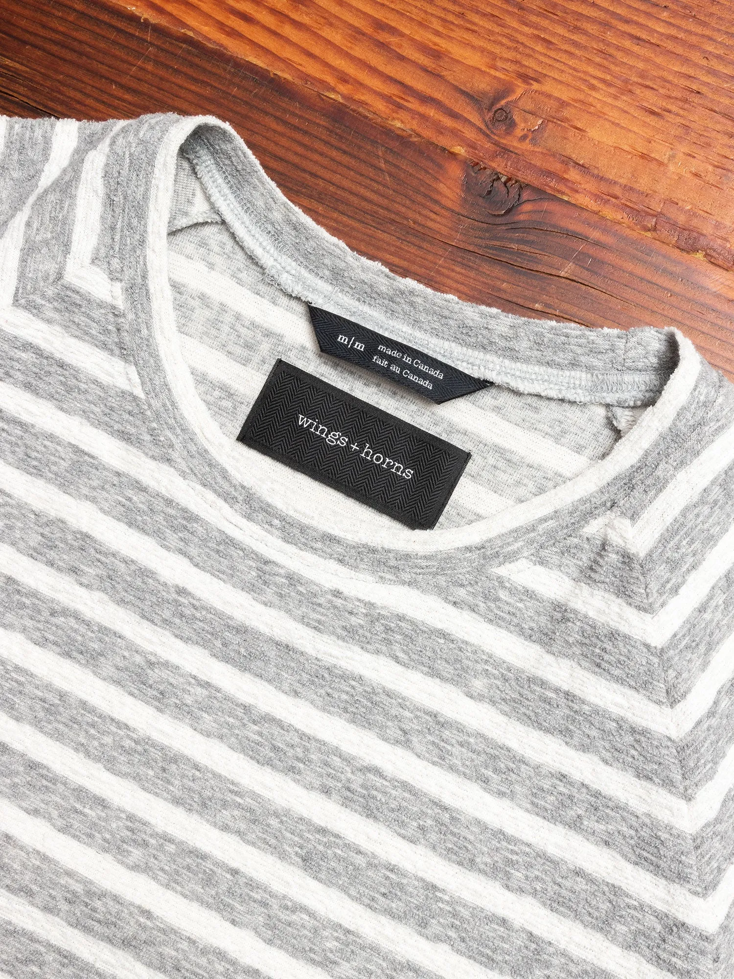 Loop Knit Raglan T-Shirt in Stone Stripe