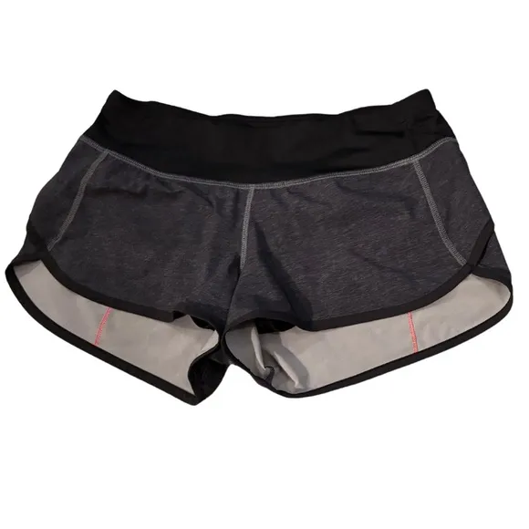 Lululemon Speed Short 4-way Stretch 2.5&quot; in Heathered Black / Black / Boom Juice