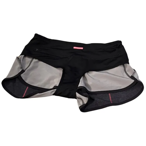 Lululemon Speed Short 4-way Stretch 2.5&quot; in Heathered Black / Black / Boom Juice