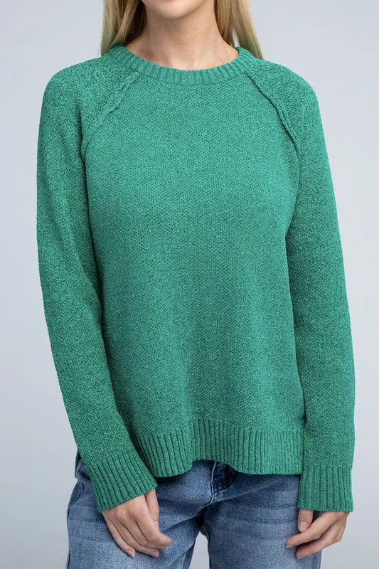 Lyric Raglan Sleeve Chenille Sweater – Cozy, Relaxed Fit, Hip Length