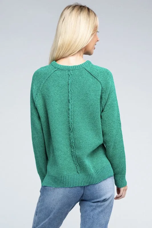 Lyric Raglan Sleeve Chenille Sweater – Cozy, Relaxed Fit, Hip Length