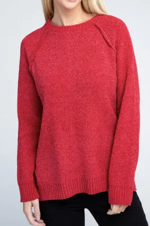 Lyric Raglan Sleeve Chenille Sweater – Cozy, Relaxed Fit, Hip Length