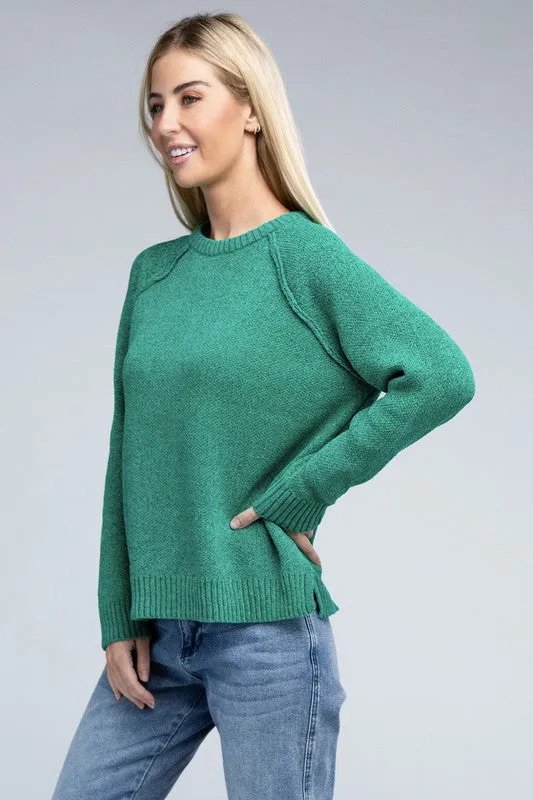 Lyric Raglan Sleeve Chenille Sweater – Cozy, Relaxed Fit, Hip Length