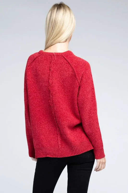 Lyric Raglan Sleeve Chenille Sweater – Cozy, Relaxed Fit, Hip Length