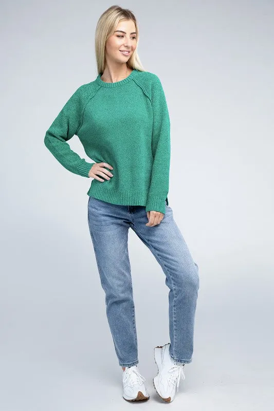 Lyric Raglan Sleeve Chenille Sweater – Cozy, Relaxed Fit, Hip Length