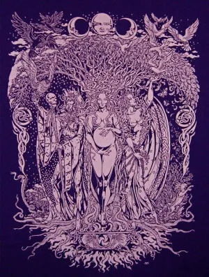 Maiden-Mother-Crone Triple Goddess Short Sleeve T-Shirt - Purple
