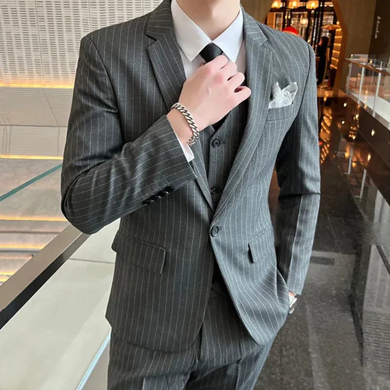 Mattias - Business-Streifen-Set für Männer [Jacke, Weste   Hose]