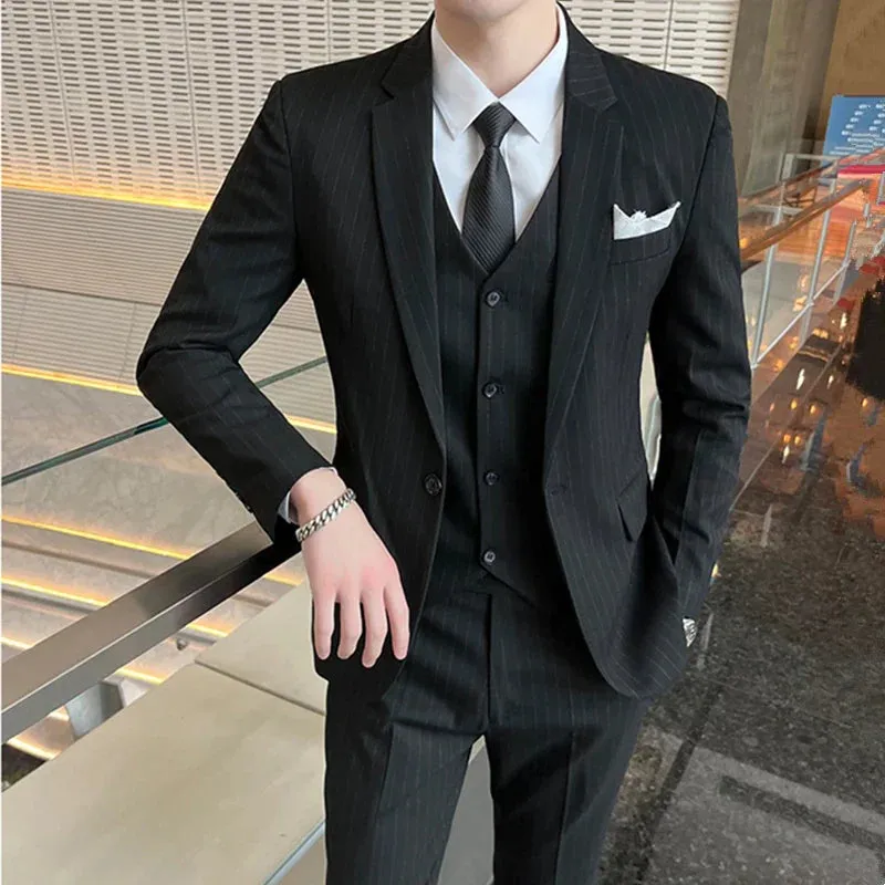 Mattias - Business-Streifen-Set für Männer [Jacke, Weste   Hose]