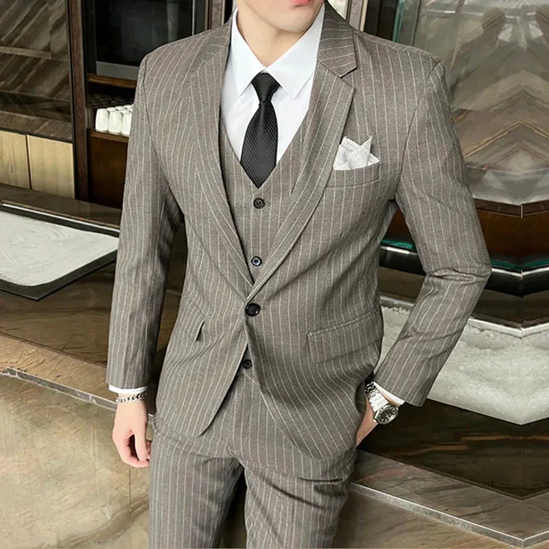 Mattias - Business-Streifen-Set für Männer [Jacke, Weste   Hose]