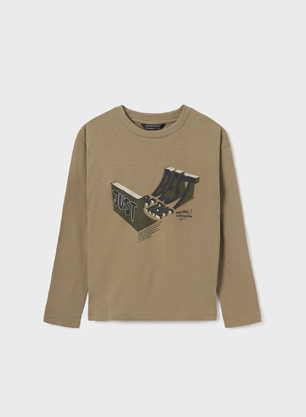 Mayoral Boys “Just Be The Best” Skateboard Graphic Long Sleeve Shirt : Size 8 to 18