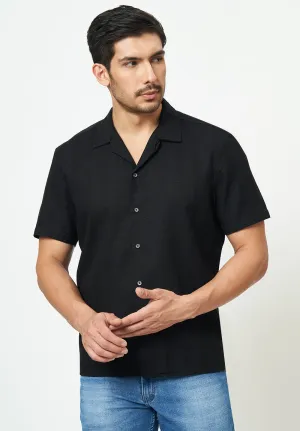 Men Black Textured Casual Shirt