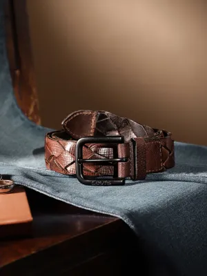 Men's Brown Textured Belt