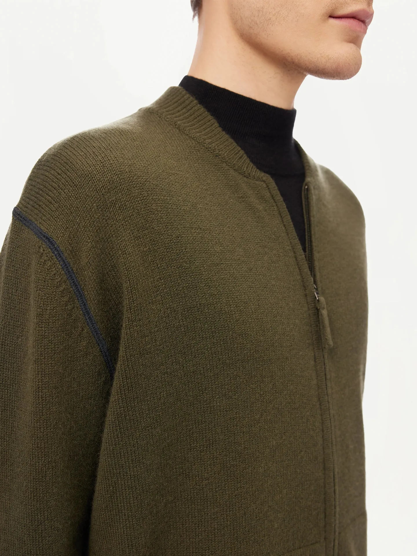 Men's Cashmere Jacket with Zip Closure