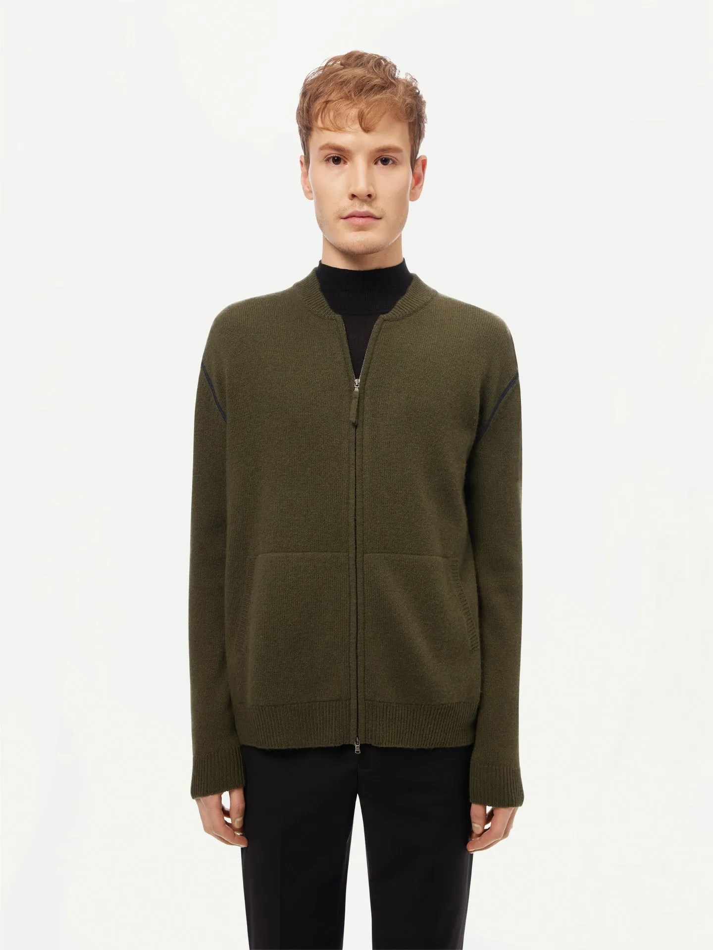 Men's Cashmere Jacket with Zip Closure