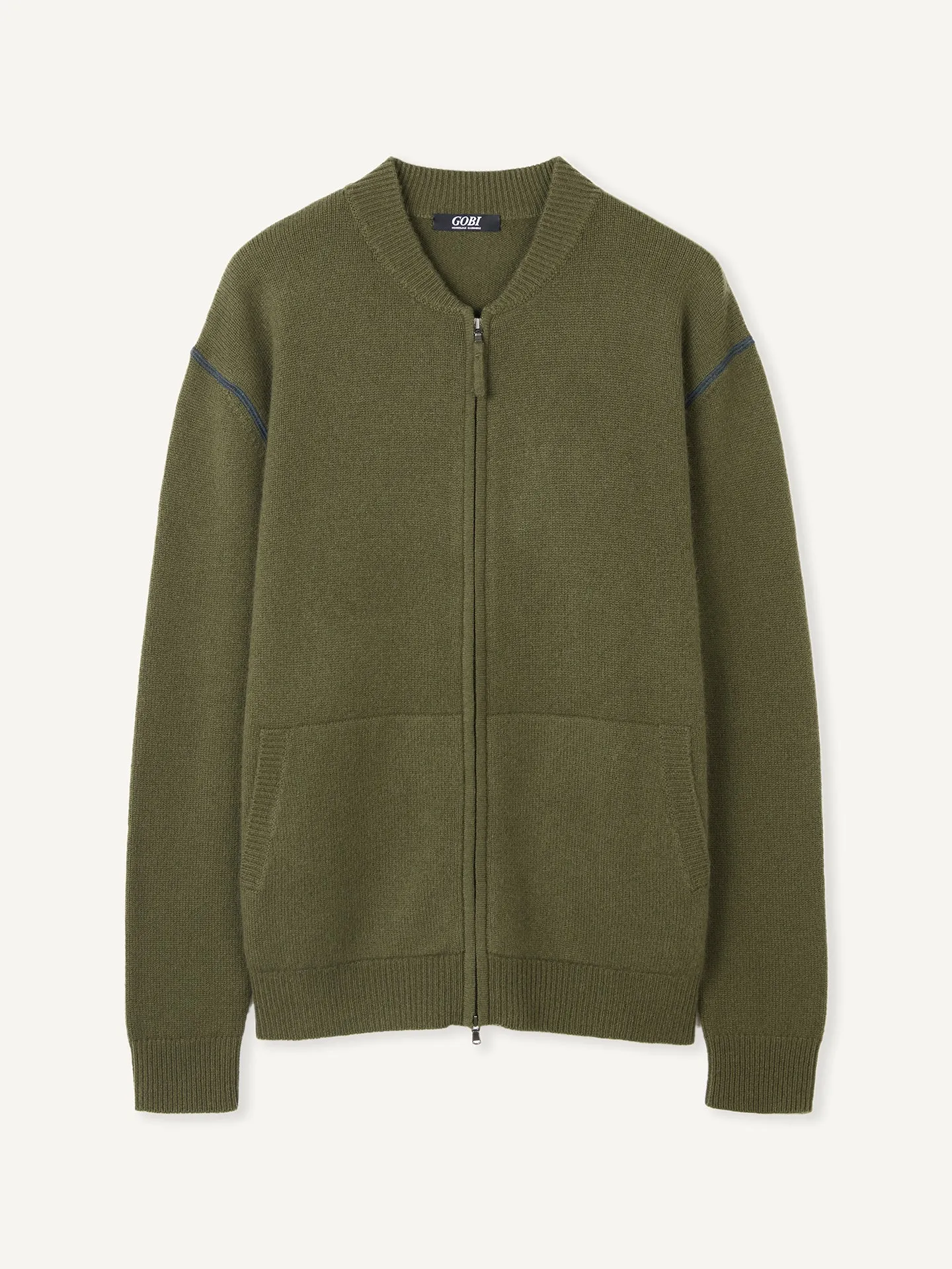 Men's Cashmere Jacket with Zip Closure