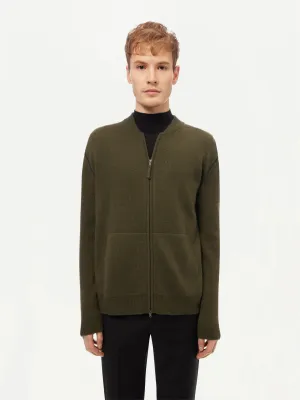 Men's Cashmere Jacket with Zip Closure