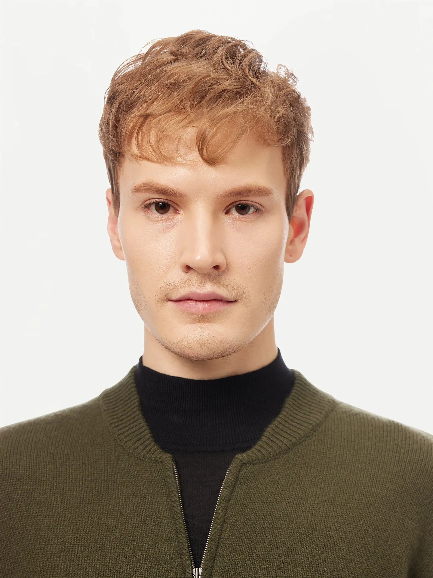 Men's Cashmere Jacket with Zip Closure
