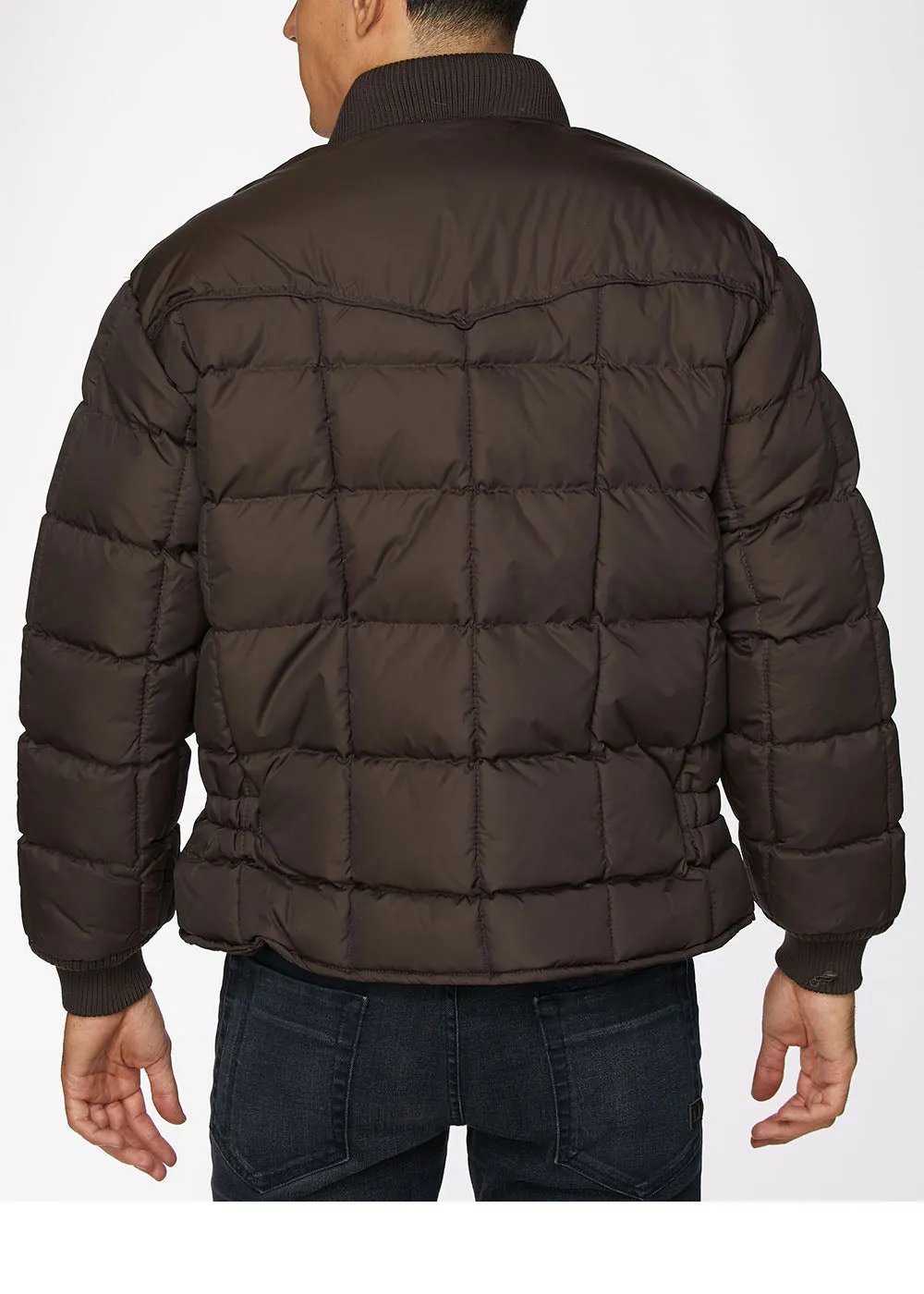 Men's Nylon Quilted Puffer Jacket-NJ629-Brown
