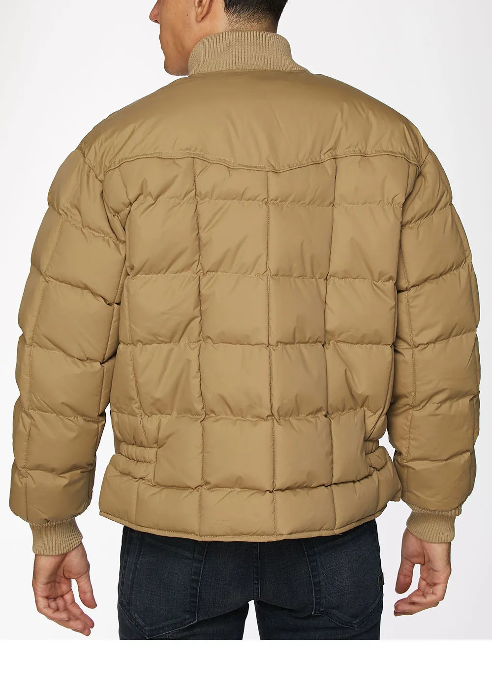 Men's Nylon Quilted Puffer Jacket-NJ629-Khaki