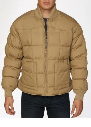 Men's Nylon Quilted Puffer Jacket-NJ629-Khaki