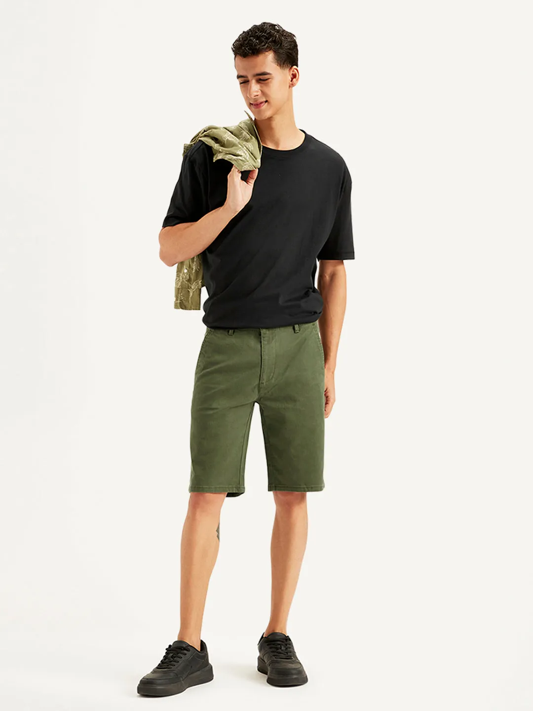 Men's Olive Regular Fit Shorts