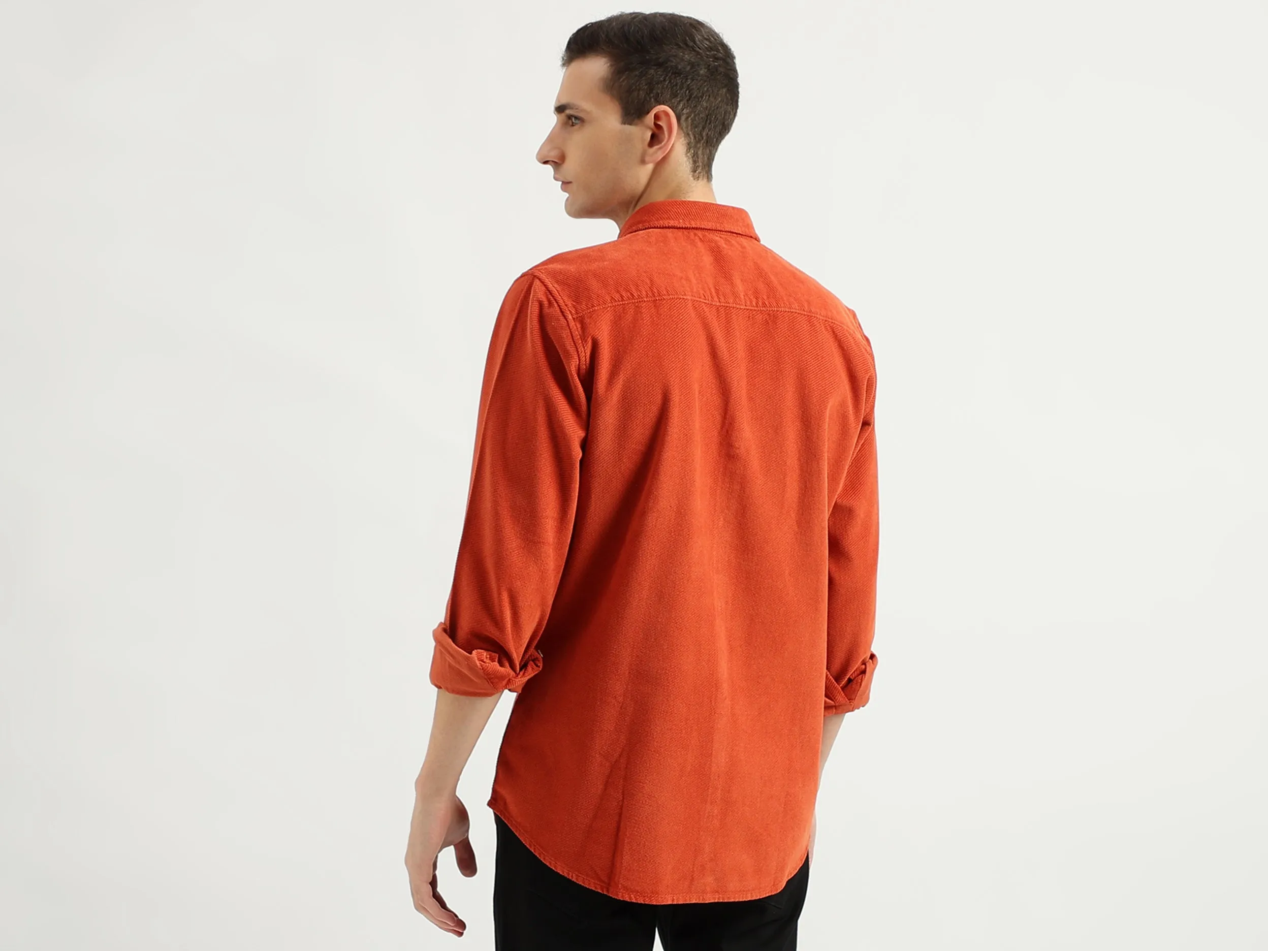 Men's Regular Fit Spread Collar Textured Shirts