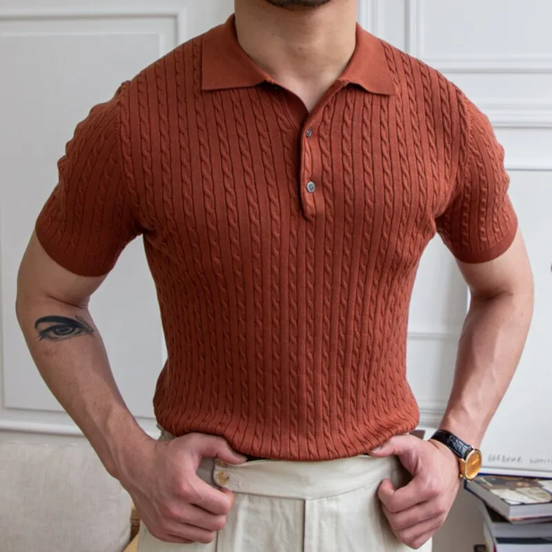 Men's Solid Short-sleeved T-shirt British Slim