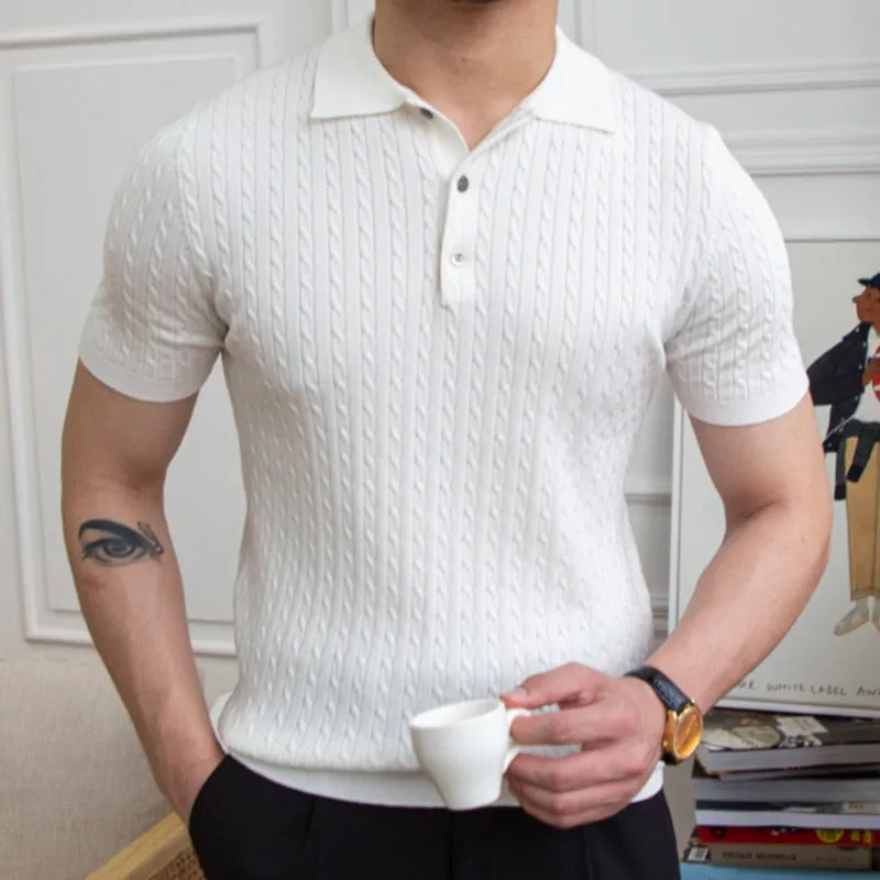 Men's Solid Short-sleeved T-shirt British Slim