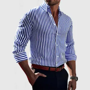 Men’s Striped Shirt – Button-Up – Long Sleeve – Smart Fit – Casual to Business