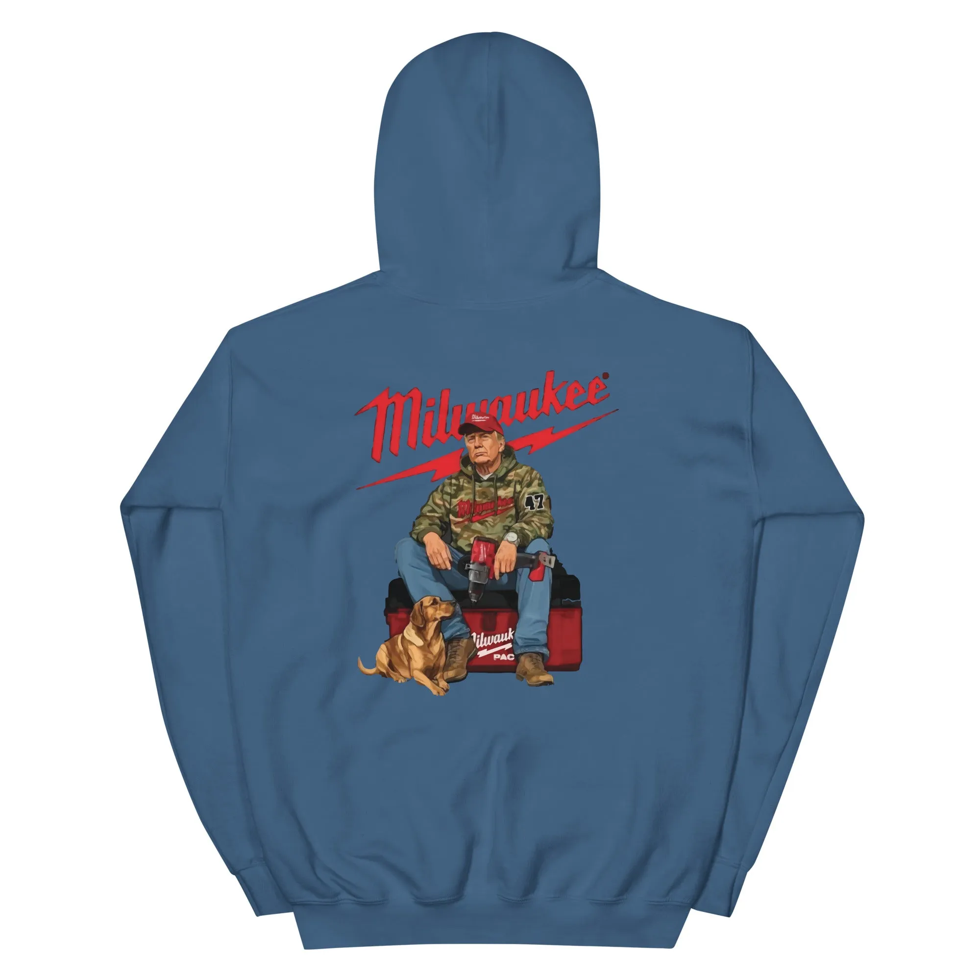 Milwaukee Trump Camo Hoodie Dog Hunt Sweater Shirt Full Hand Drill Tool