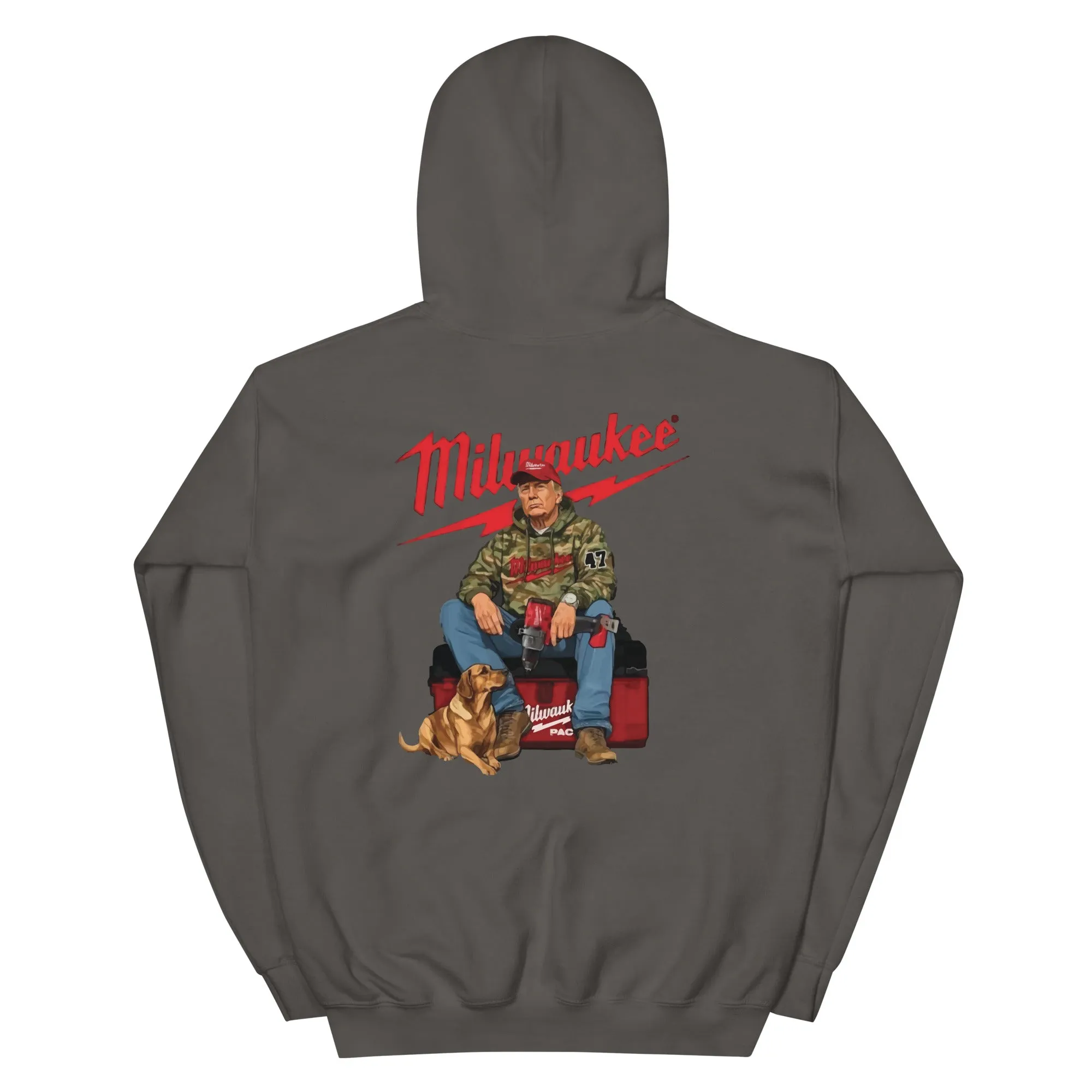 Milwaukee Trump Camo Hoodie Dog Hunt Sweater Shirt Full Hand Drill Tool