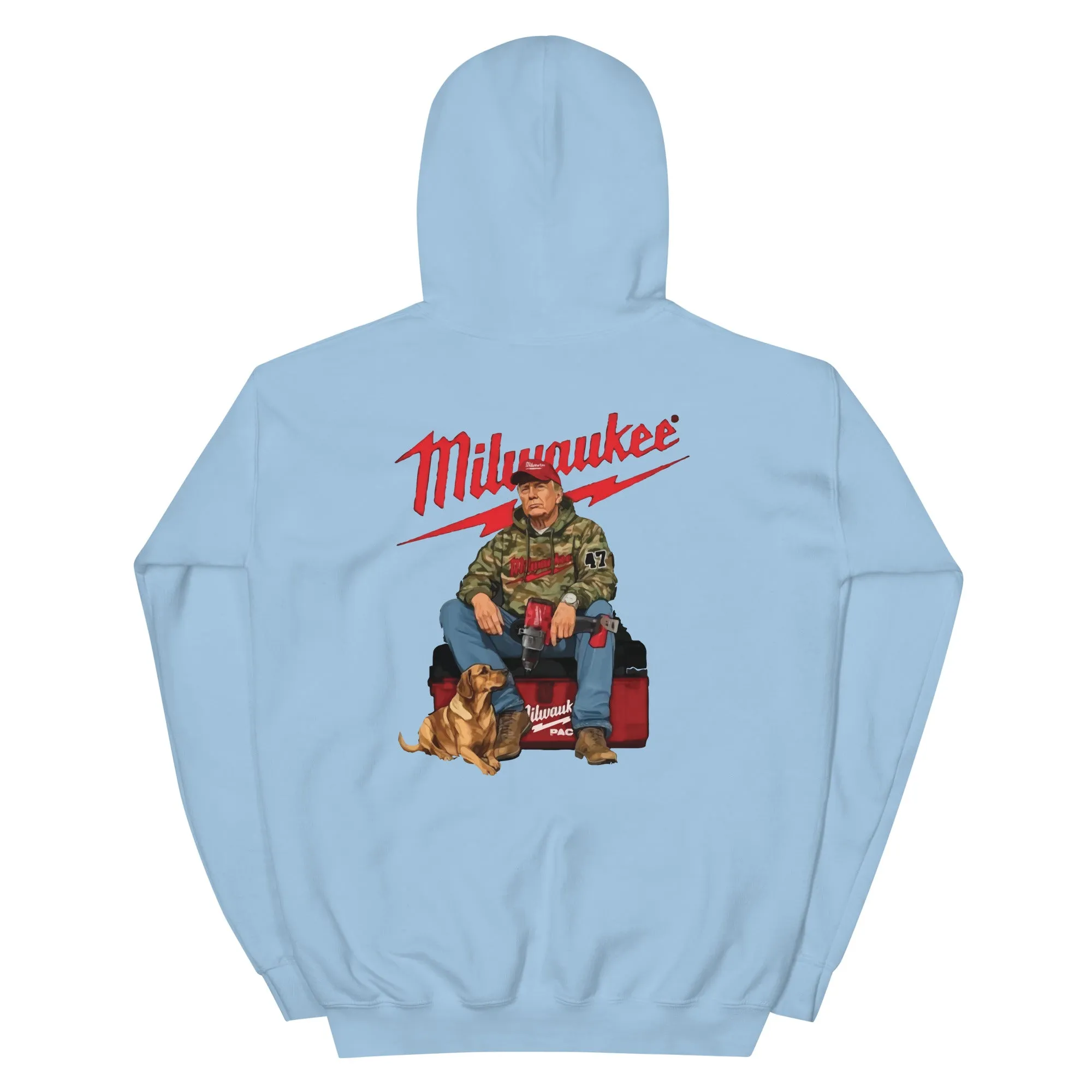 Milwaukee Trump Camo Hoodie Dog Hunt Sweater Shirt Full Hand Drill Tool